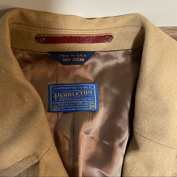 Vintage Tan Pendleton Men's Wool Coat Size 44 - Picture 3 of 12